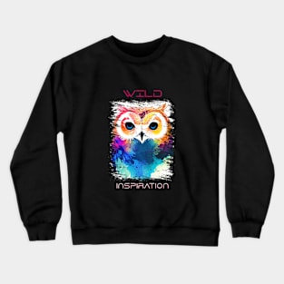 Owl Bird Wild Nature Animal Colors Art Painting Crewneck Sweatshirt